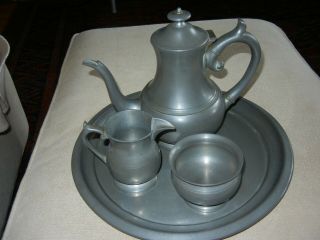 Vintage 4 Pc Woodbury Coffee Tea Set Sugar Creamer Pot Tray