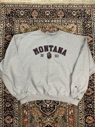 Vtg Montana Grizzlies Champion Crewneck Sweatshirt Size Xl