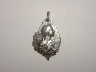 Antique Vintage Virgo Maria Virgin Mary Religious Silver Pendant