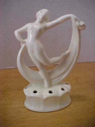 Vintage Art Deco Nude Dancer With Scarf Flower Frog 6 1/2 " Tall
