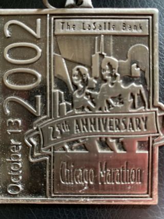 2002 Chicago Marathon Official Finisher Medal With Ribbon