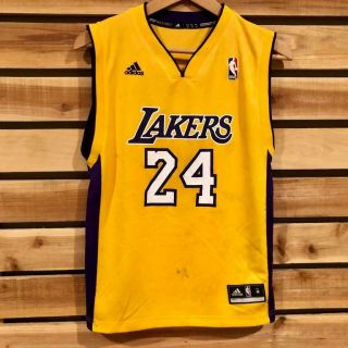 - Youth Yellow Adidas Kobe Bryant 24 Los Angeles Lakers Nba Basketball Jersey M