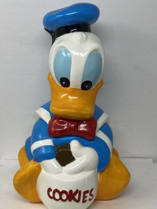 Vintage Disney Donald Duck Ceramic Cookie Jar 12” By Hoan Ltd