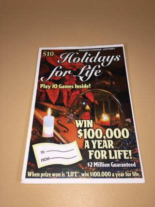 Vintage Pennsylvania,  Pa $10 Holidays For Life Expired Unscratched Lottery Ticket