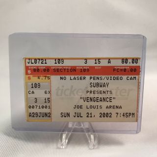 Wwf Vengeance Detroit Mi Ticket Stub Rock Angle Undertaker Hogan July 21 2002