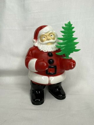 Vtg 1950’s Christmas Hard Plastic Santa Claus W/tree Light