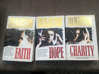 3 X Len Deighton First Editions Faith,  Hope & Charity - Harper Collins