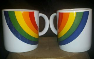 Set Of Two 2 Vintage Rainbow Coffee Mug Ftd 1984 Love Wins