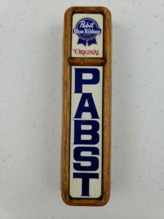 Vintage Pabst Blue Ribbon Beer Tap Keg Handle 4 1/2 " Wood Grain Plastic