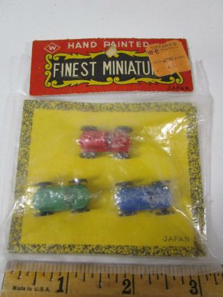 Vintage Nos 3 Pack Of Miniture Hand Painted Toy Cars Japan