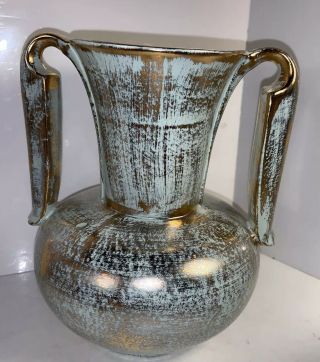 Mcm Vintage Antique Gold Double Handled Vase Stangl Pottery 3103 - 7 1/2”