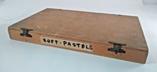 Vintage Grumbacher Dovetail Wood Artist Pastel Box Storage Travel Case