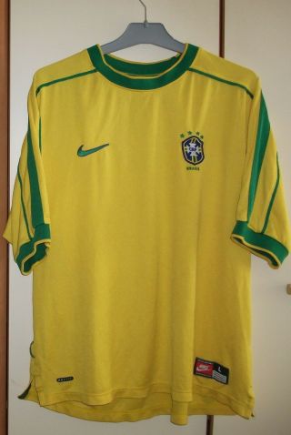 Brazil 1998 - 2000 Home Football Shirt Jersey Nike Size L