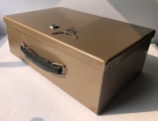 Vintage Rockaway Production Metal Safe,  Lock,  Cash Box W/ 2 Keys Heavy Duty 8pds