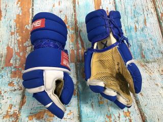 Vintage Brine L - 35 Lacrosse Gloves Floating Cuff Flip Flop Model Royal Blue
