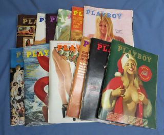 Vintage Playboy Magazines Full Year Set 1972 All Issues With Centerfolds Gd - Vg
