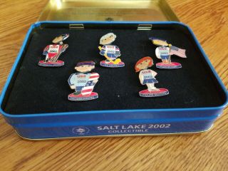 Bobblehead Xix Olympic Winter Games Salt Lake 2002 Collectible Badge 5 Pins