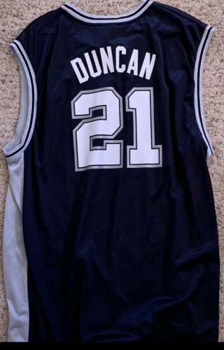 Nba San Antonio Spurs Basketball Black Jersey 21 Duncan Reebok Size Xl Adult