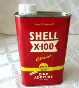 2 - VINTAGE SHELL X - 100 CLASSIC - OIL ZINK CANS - NOS - FULL - - SIGN GAS 2