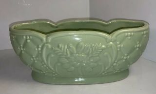 Vintage Mccoy Pottery Planter Quilted Diamond Green Usa 181 Htf
