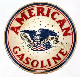 Vintage Style Metal Sign American Gasoline Powerful As It’s Name - 14” Across
