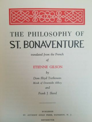 The Philosophy Of St.  Bonaventure Etienne Gilson