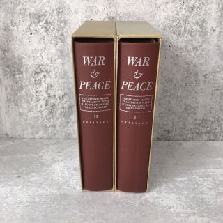 Vtg 1938 2 Vol.  Set War And Peace I & Ii Tolstoy Sandglass Heritage Press Hcsc