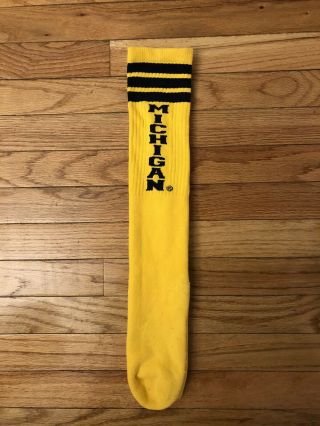 Michigan Wolverines Ncaa Vintage Adult Yellow Spell Out Athletic Socks