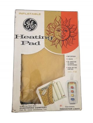 Vintage Ge Heating Pad P - 59 General Electric Waterproof Gold Cover,  Push Buttons