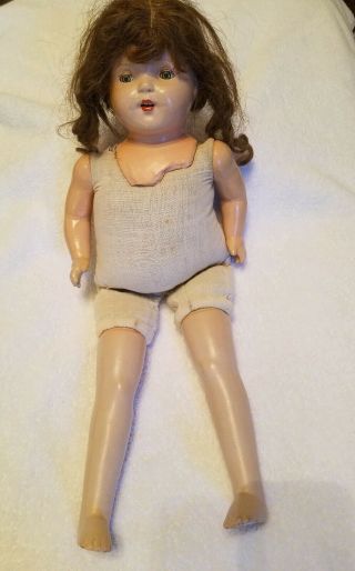 Vintage/antique 20 " Composition Cloth Doll With Teeth Tongue Sleep Eyes Crier