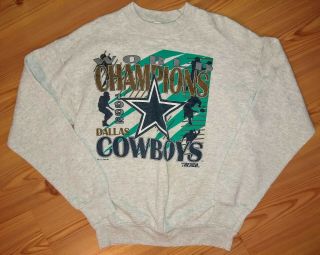 Vintage 1992 World Champions Dallas Cowboys Football Sweatshirt Size L Gray Mens