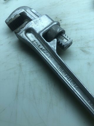 Vintage Schick Aluminum 10 " Lightweight Adjustable Pipe Wrench - Usa