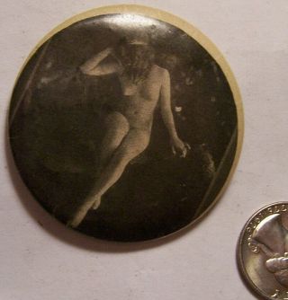 Vtg Antique Risque Nude Pocket Mirror Old Celluloid B&w Photo Print Naked Beauty