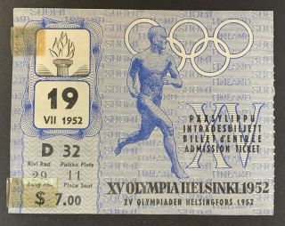 1952 Helsinki Summer Olympic Games Opening Ceremony Ticket