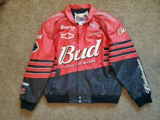 Dale Earnhardt Jr.  Budweiser Nascar Leather Jacket Xl Jeff Hamilton Designer