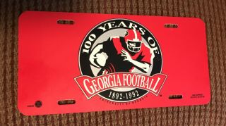 Georgia Bulldogs 1992 License Plate Tag 100 Years Of Georgia Football