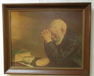 Vintage Eric Enstrom Grace Picture Religious Praying Hands Christian 16 X 20