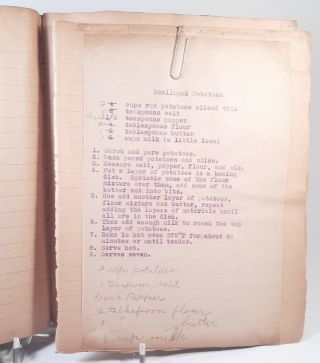 1920s Student Recipes Typed And Hand Written In A Big V Composition Book