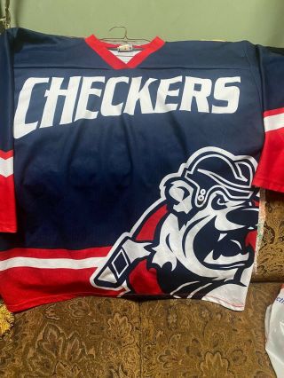 Vintage Charlotte Checkers Hockey Fan Jersey Ot Sports Men’s Sz L