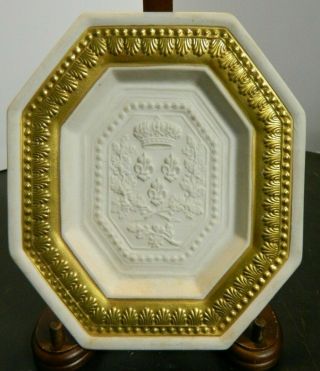 Vintage Mottahedeh Design Porcelain Bisque Bowl / Tray Crown Fleur De Lis Excell