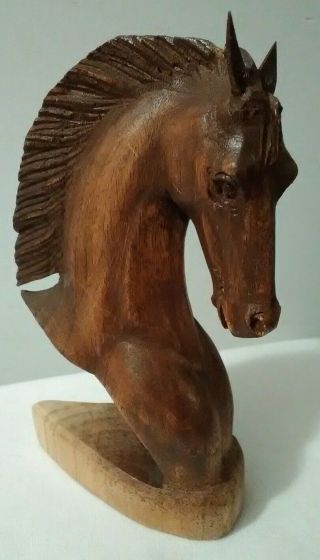 Vtg Carved Wood Horse Head Indonesia