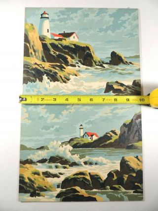 Lighthouse Vintage Paint By Numbers Ocean Sea Scape 10 " X 8 " Unframed Set Of 2