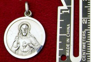 German Carmelite Nuns Vintage Sterling Silver Sacred Heart Of Jesus Christ Medal