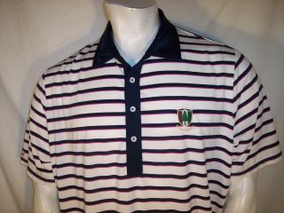 Rlx Ralph Lauren Xl White/navy/purple Stripe Poly/elastane Shirt Pine Valley