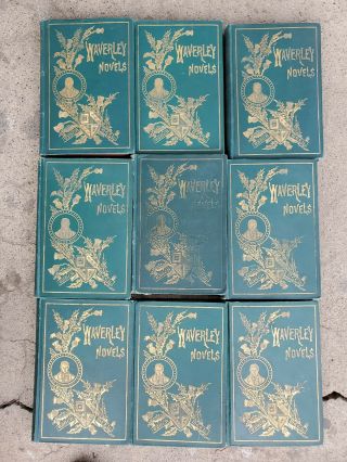 Antique The Waverly Novels Sir Walter Scott Collier Vol 1 - 9 Display Shelf Decor