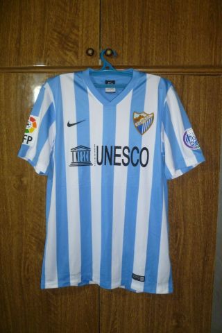 Málaga Cf Nike Football Shirt Home 2014/2015 110 Years Soccer Jersey Men Size M