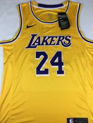 Kobe Bryant Los Angeles Lakers Number 24 Gold Jersey Medium Large