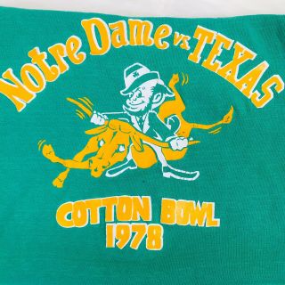 Notre Dame Vs.  Texas 1978 Cotton Bowl Green Champion T - Shirt Sz L Vintage