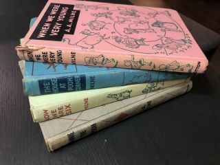 Vintage Set of 4 Winnie The Pooh Books by Milne 1950 2