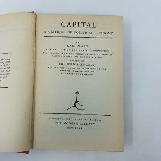 Capital by Karl Marx,  Modern Library,  1906,  Political Economic Classic 2